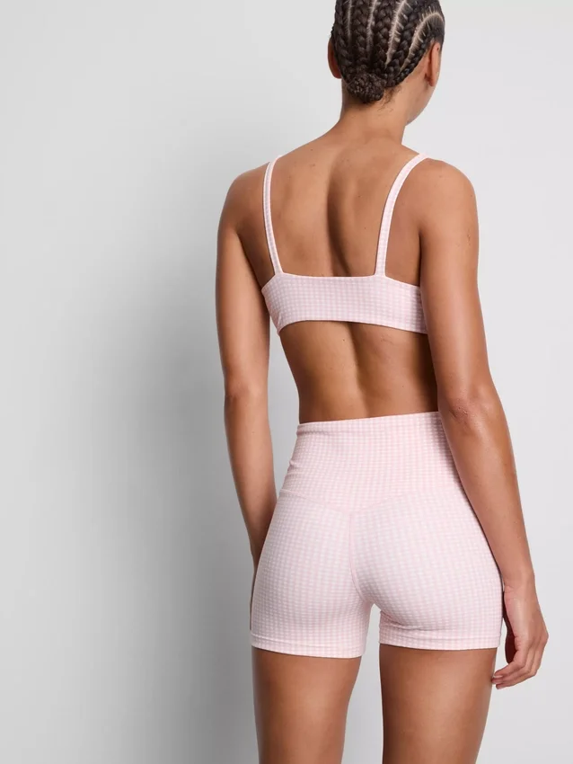 Pantalones cortos deportivos de cuadros vichy de cintura alta