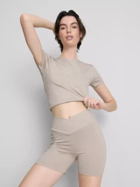 Pantalones cortos deportivos sin costuras con cintura cruzada