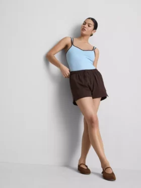 Pantalones cortos holgados de algodón con cordón