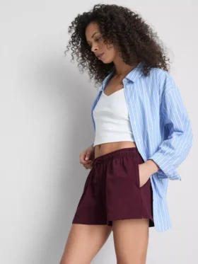 Pantalones cortos holgados de algodón con cordón