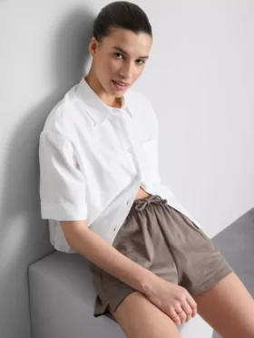 Pantalones cortos holgados de algodón con cordón