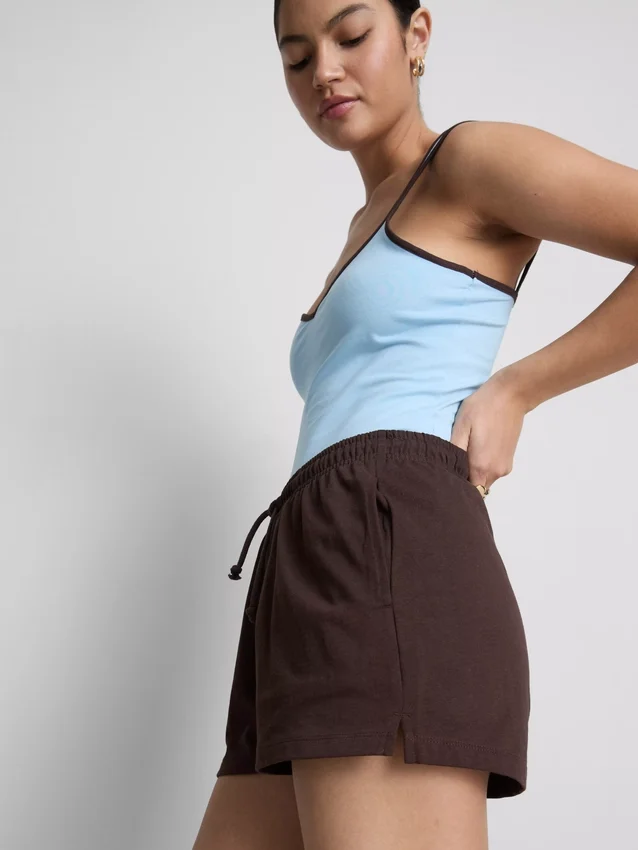 Pantalones cortos holgados de algodón con cordón