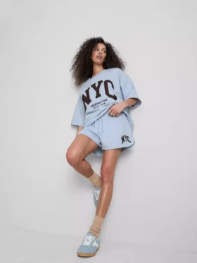 Pantalones cortos holgados de estilo neoyorquino con alto contenido de algodón