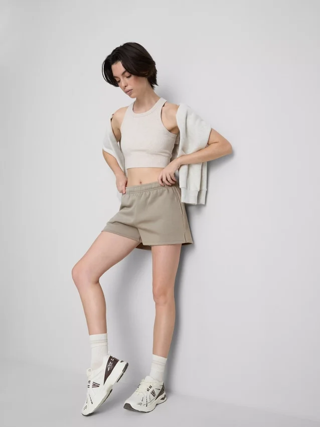 Pantalones cortos informales de corte holgado con alto contenido de algodón