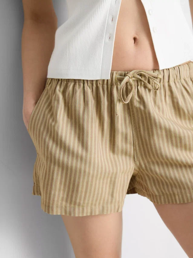 Pantalones cortos Oxford de cintura alta a rayas