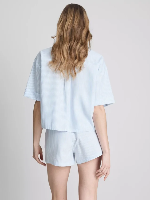Pantalones cortos Oxford de cintura alta a rayas
