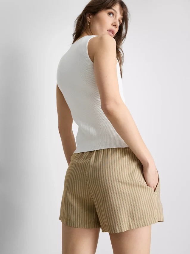 Pantalones cortos Oxford de cintura alta a rayas