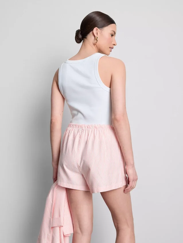 Pantalones cortos Oxford de cintura alta a rayas