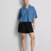 Pantalones cortos plisados de mezcla de lino