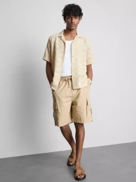 Pantalones cortos tipo cargo de mezcla de lino