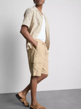 Pantalones cortos tipo cargo de mezcla de lino