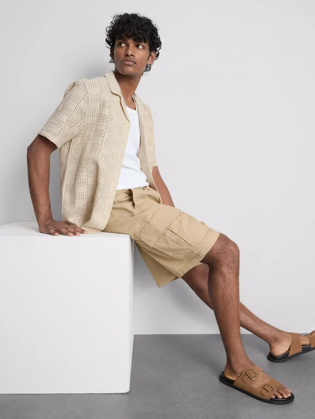 Pantalones cortos tipo cargo de mezcla de lino