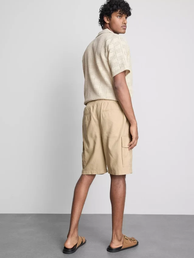 Pantalones cortos tipo cargo de mezcla de lino