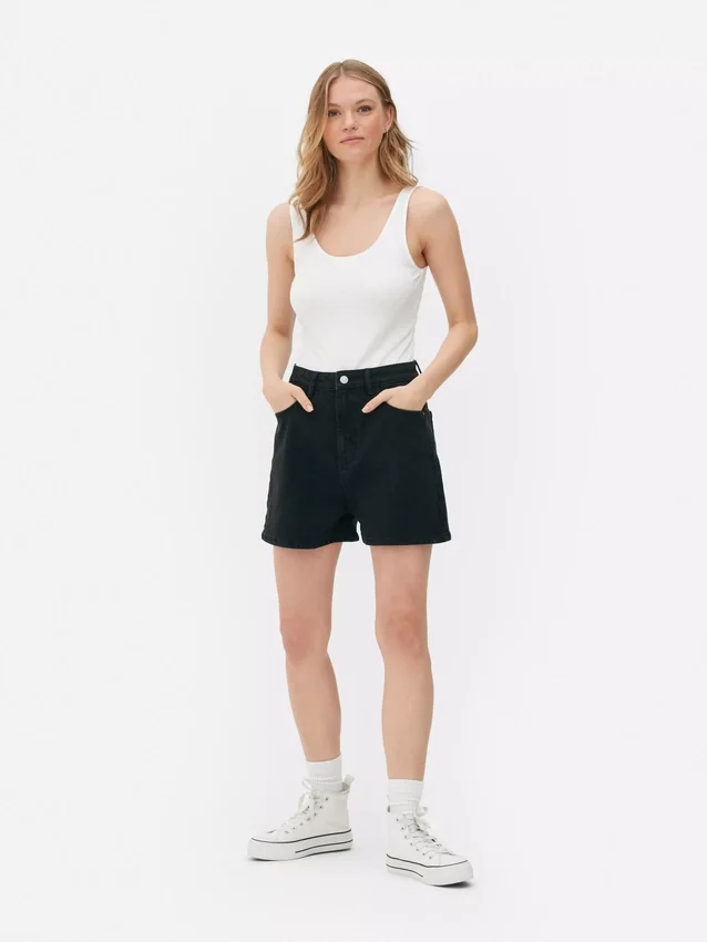 Pantalones cortos tipo «mom» de mezclilla