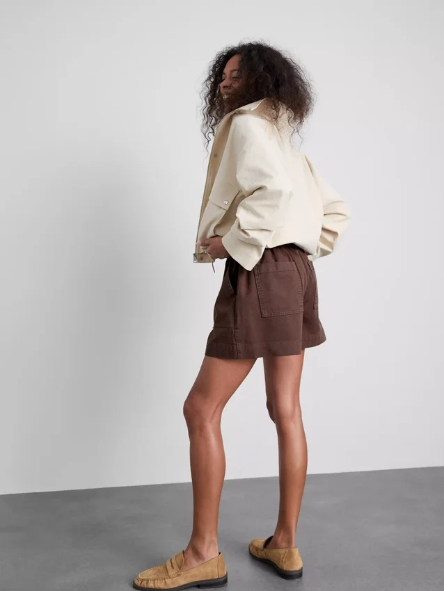 Pantalones cortos utilitarios de mezclilla de algodón