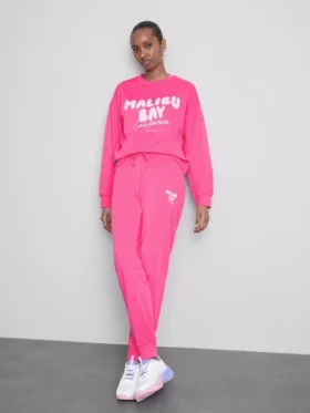 Pantalones de chándal ajustados estampados de mezcla de algodón
