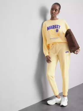 Pantalones de chándal ajustados estampados de mezcla de algodón