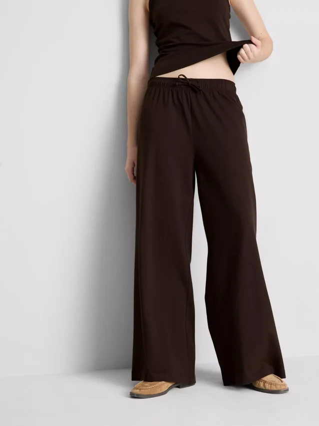Pantalones de chándal casuales de algodón de pierna ancha