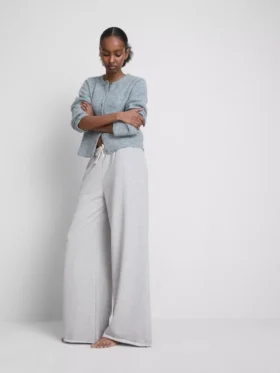 Pantalones de chándal cómodos de mezcla de algodón con pierna ancha