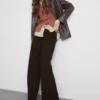 Pantalones de chándal cómodos de mezcla de algodón con pierna ancha