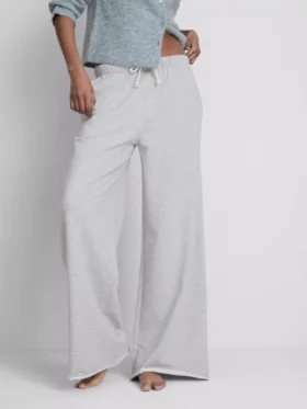 Pantalones de chándal cómodos de mezcla de algodón con pierna ancha