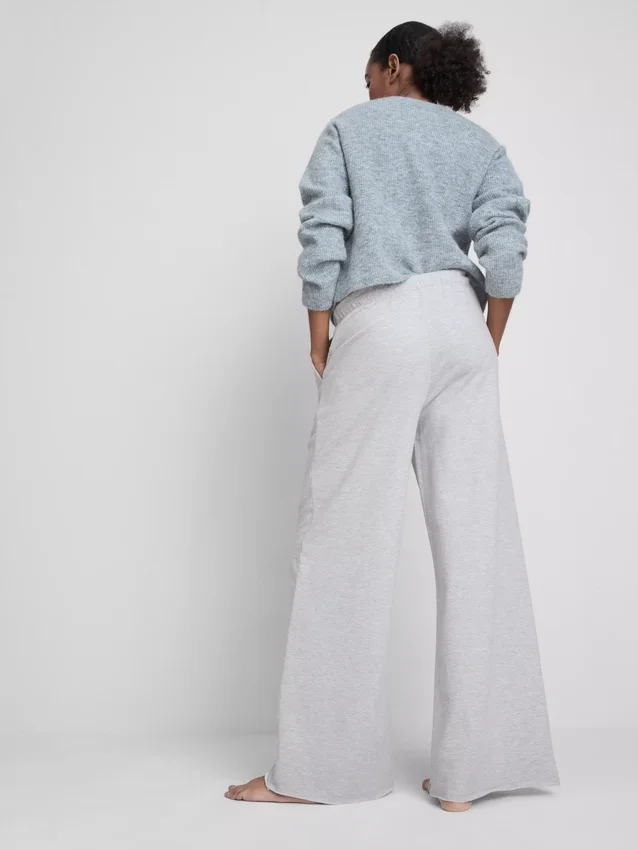 Pantalones de chándal cómodos de mezcla de algodón con pierna ancha
