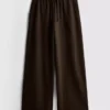 Pantalones de chándal cómodos de mezcla de algodón con pierna ancha