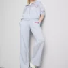 Pantalones de chándal de mezcla de algodón de pierna ancha