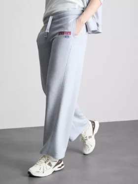 Pantalones de chándal de mezcla de algodón de pierna ancha