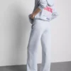 Pantalones de chándal de mezcla de algodón de pierna ancha