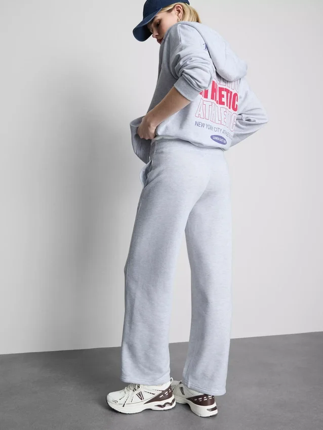 Pantalones de chándal de mezcla de algodón de pierna ancha