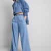 Pantalones de chándal de mezclilla de algodón de pierna ancha