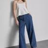 Pantalones de chándal de mezclilla de algodón de pierna ancha