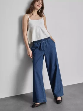 Pantalones de chándal de mezclilla de algodón de pierna ancha