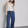 Pantalones de chándal de mezclilla de algodón de pierna ancha