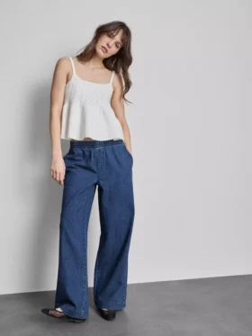 Pantalones de chándal de mezclilla de algodón de pierna ancha