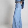 Pantalones de chándal de mezclilla de algodón de pierna ancha