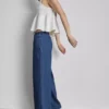 Pantalones de chándal de mezclilla de algodón de pierna ancha