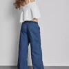 Pantalones de chándal de mezclilla de algodón de pierna ancha