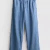 Pantalones de chándal de mezclilla de algodón de pierna ancha
