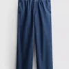 Pantalones de chándal de mezclilla de algodón de pierna ancha