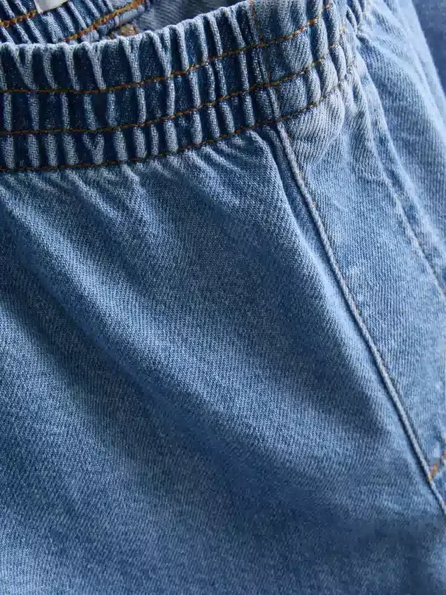 Pantalones de chándal de mezclilla de algodón de pierna ancha