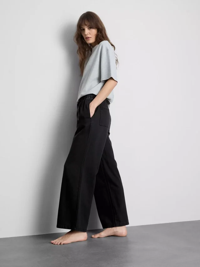 Pantalones de chándal de mezclilla de pierna recta