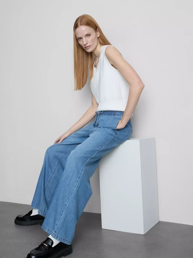 Pantalones de chándal de mezclilla de pierna recta