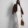 Pantalones de chándal de pierna ancha con alto contenido de algodón