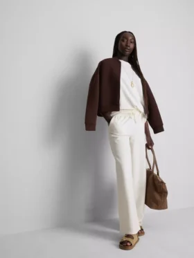 Pantalones de chándal de pierna ancha con alto contenido de algodón