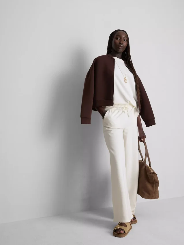Pantalones de chándal de pierna ancha con alto contenido de algodón