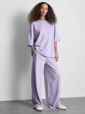 Pantalones de chándal de pierna ancha con alto contenido de algodón