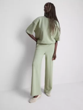 Pantalones de chándal de pierna ancha con alto contenido de algodón
