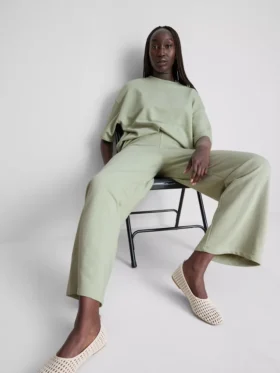 Pantalones de chándal de pierna ancha con alto contenido de algodón